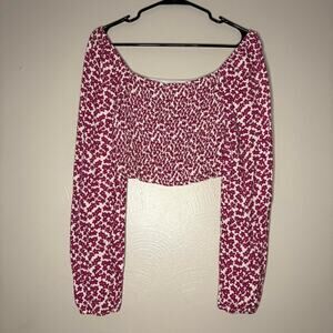 Pink white floral crop top| long sleeve floral cheetah| Y2k